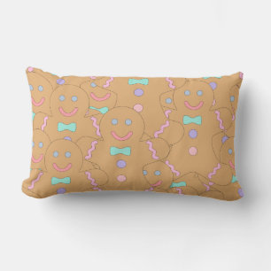 Cute Colourful Christmas Gingerbread Man Pattern Lumbar Cushion