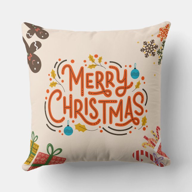 Cute Colourful Christmas Greeting  Cushion (Back)