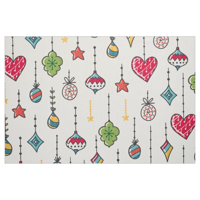 Cute colourful Christmas ornaments pattern Fabric (Fat Quarter)