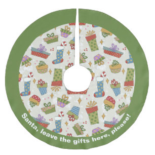 Cute, Colourful Christmas Presents Brushed Polyester Tree Skirt
