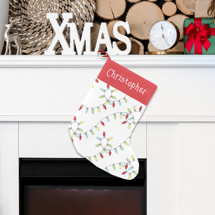 Cute Colourful Christmas String Lights Whimsical Small Christmas Stocking