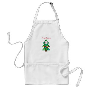 Cute Colourful Christmas Tree with Photo of Dog Standard Apron