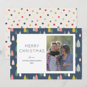 Cute Colourful Christmas Trees Modern Custom Photo Holiday Card