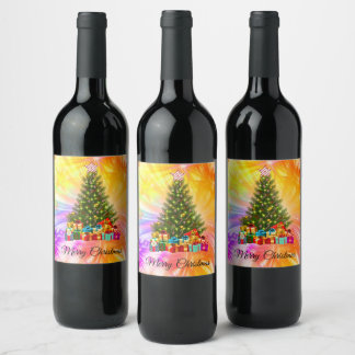 Cute, Colourful, Christmas Wine Label