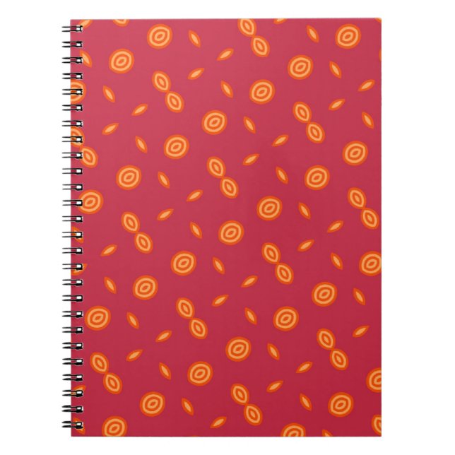 Cute colourful circles design cranberry notebook (Front)