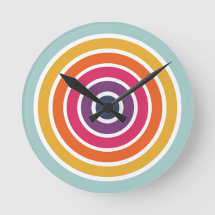 Cute Colourful Circles Pattern  Round Clock