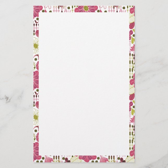 Cute colourful classic floral pattern stationery (Front)