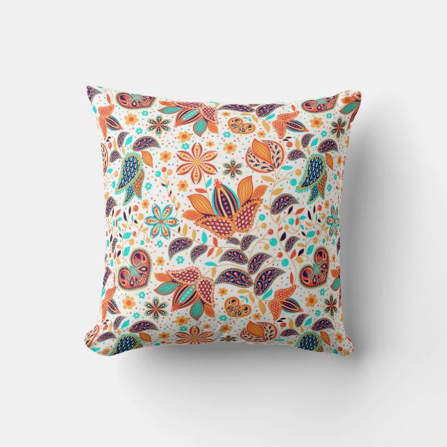Cute colourful classic floral patterns cushion (Front)
