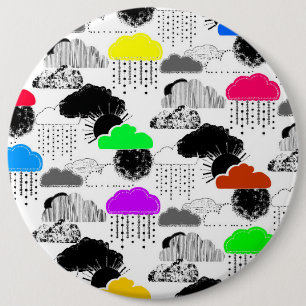 Cute colourful clouds patterns 6 cm round badge