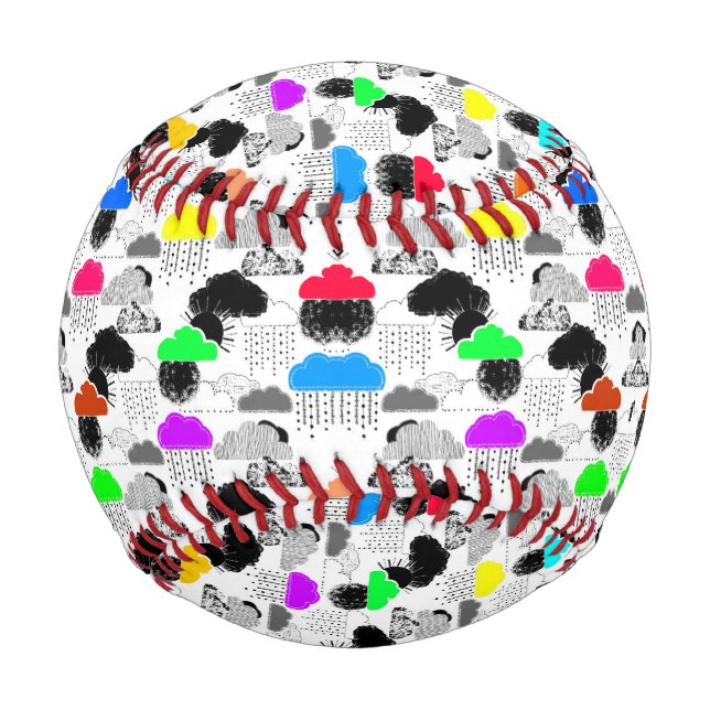 Cute colourful clouds patterns baseball (Front)