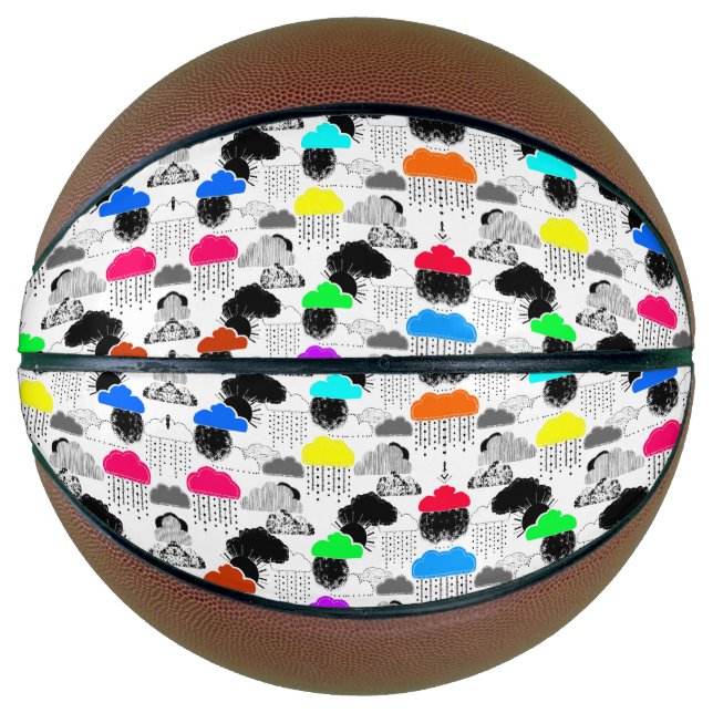 Cute colourful clouds patterns basketball (Front)