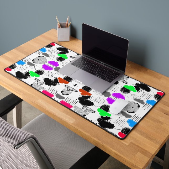 Cute colourful clouds patterns desk mat (Office 2)