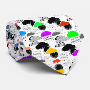 Cute colourful clouds patterns tie