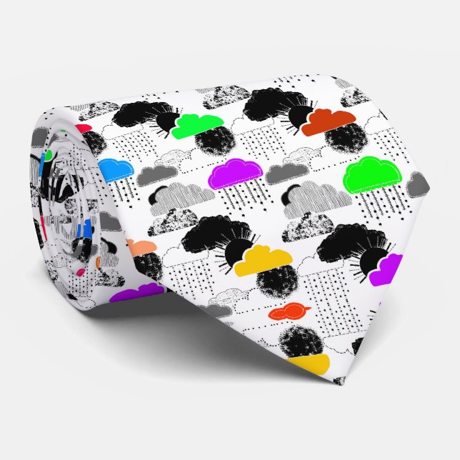 Cute colourful clouds patterns tie (Rolled)