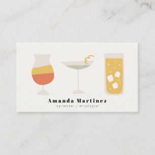 Cute Colourful Cocktails Bartender Mixologist Business Card