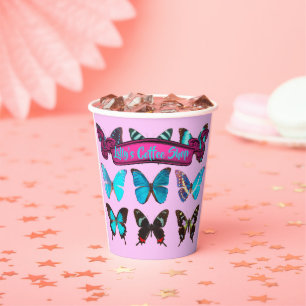 Cute Colourful Coffee Butterfly Shop Paper cup