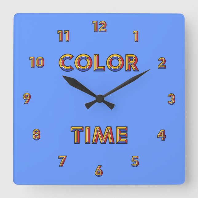 Cute & Colourful Colour Time Square Wall Clock (Front)
