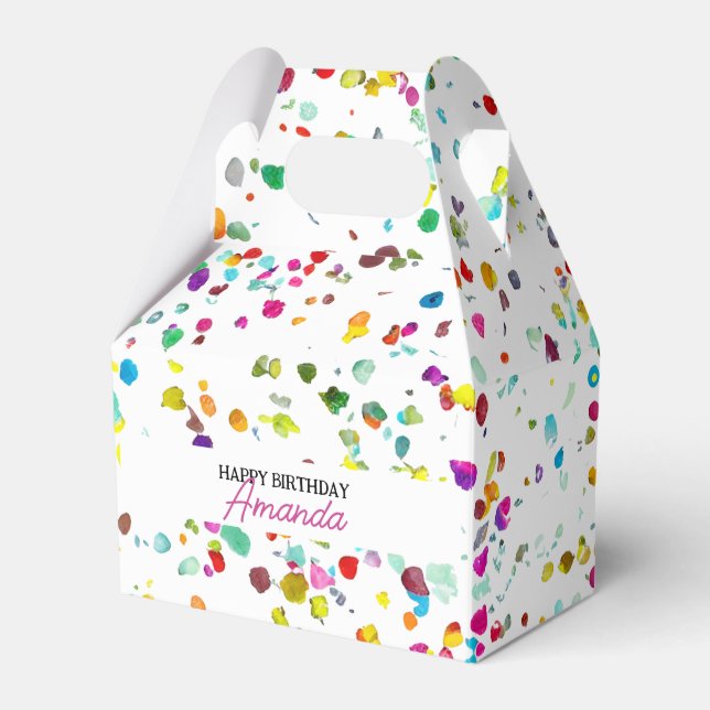 Cute Colourful Confetti 1st Birthday Favour Box (Front Side)