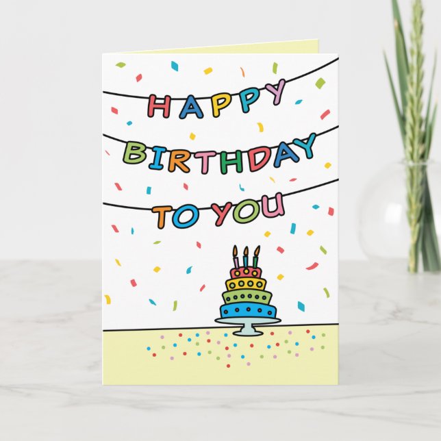 Cute Colourful Confetti and Streamers Birthday Car Card (Front)