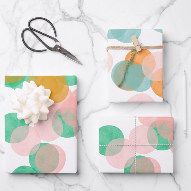 Cute Colourful Confetti Dots Abstract Watercolor  Wrapping Paper Sheet (Front)