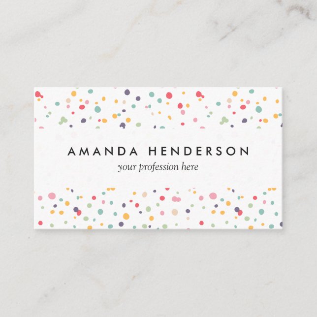 Cute Colourful Confetti Dots Pattern Business Card (Front)