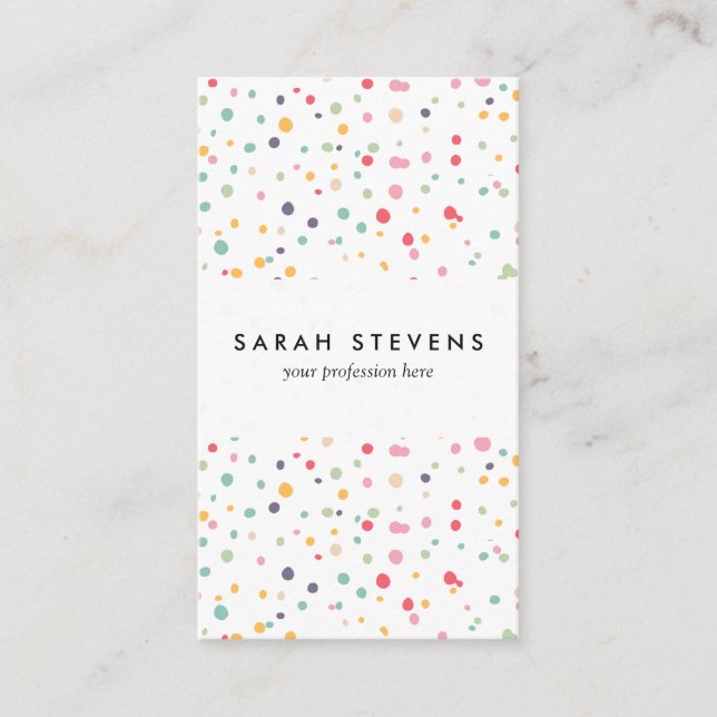 Cute Colourful Confetti Dots Pattern Business Card (Front)