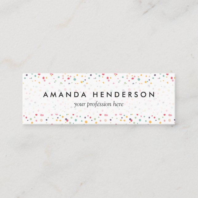Cute Colourful Confetti Dots Pattern Mini Business Card (Front)