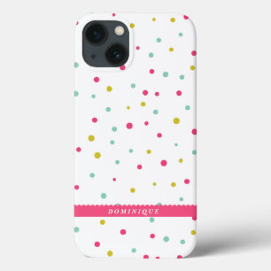 Cute Colourful Confetti Dots Pattern Personalised iPhone 13 Case