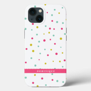 Cute Colourful Confetti Dots Pattern Personalised iPhone 13 Case