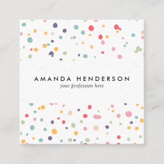 Cute Colourful Confetti Dots Pattern Square Business Card