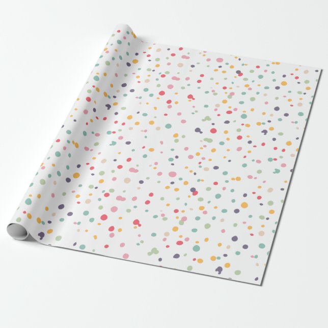 Cute Colourful Confetti Dots Pattern Wrapping Paper (Unrolled)