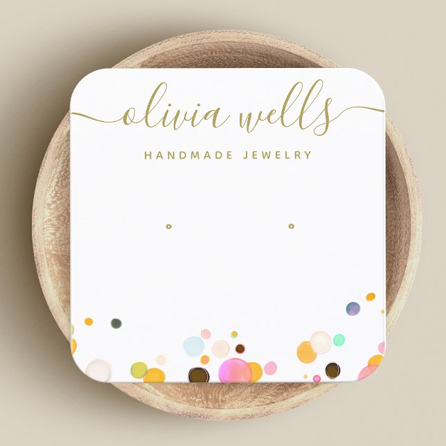 Cute Colourful Confetti  Earring Jewellery Square Business Card (Creator Uploaded)