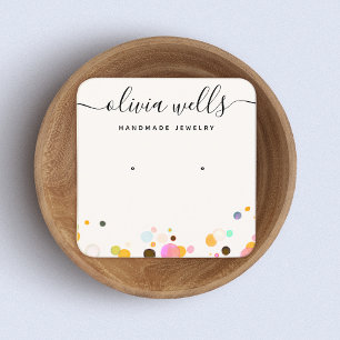 Cute Colourful Confetti  Earring Jewellery  Square Square Business Card
