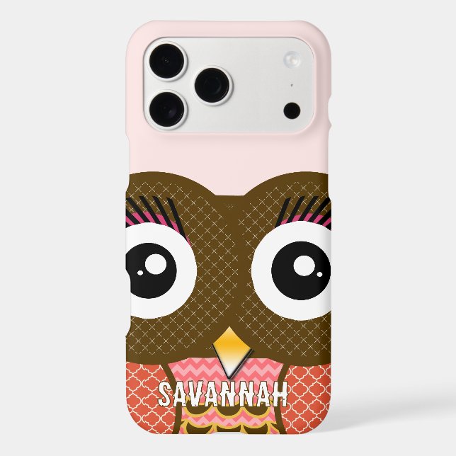 Cute Colourful Coral and Pink Owl (Back)
