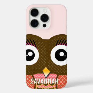 Cute Colourful Coral and Pink Owl iPhone 16 Pro Case