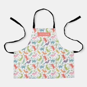 Cute & Colourful Coral Dinosaur Pattern Kids Apron