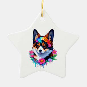 Cute Colourful Corgi  Ornament