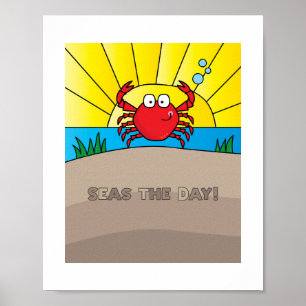 Cute Colourful Crab Illustration - Ocean Animal Ar Poster