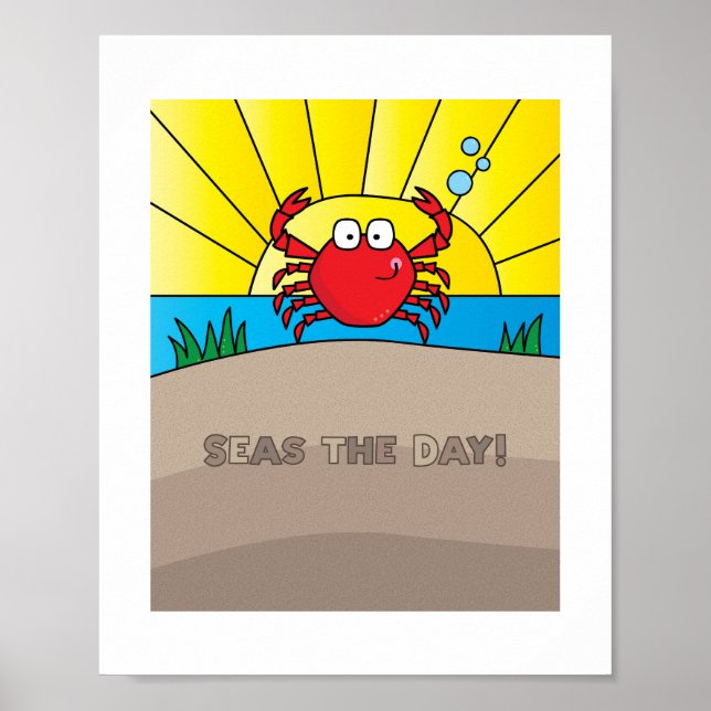 Cute Colourful Crab Illustration - Ocean Animal Ar Poster (Front)