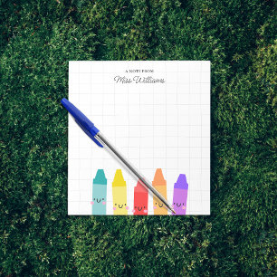 Cute Colourful Crayon Custom Teacher Appreciation Notepad