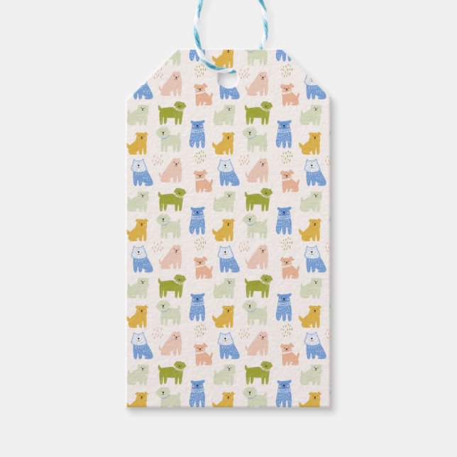 Cute Colourful Crayon Dogs  Gift Tags (Front)