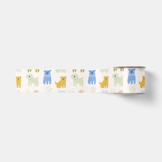 Cute Colourful Crayon Dogs Wrapping Paper Satin Ribbon