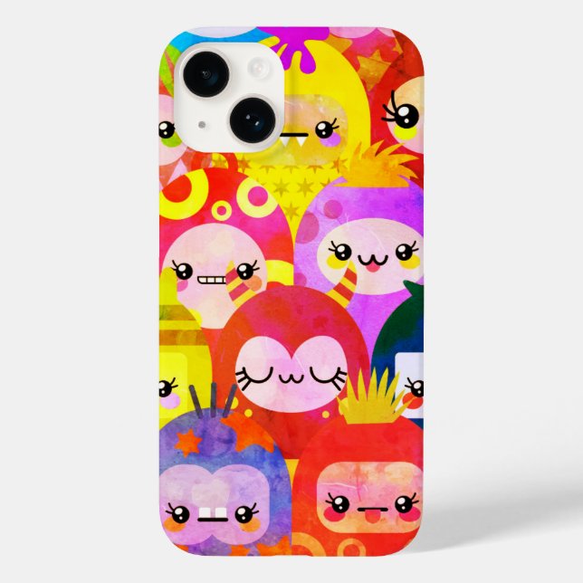 Cute Colourful Critters Fun iPhone 14 Case (Back)