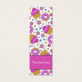Cute colourful cupcake, flower and bagel Bookmark