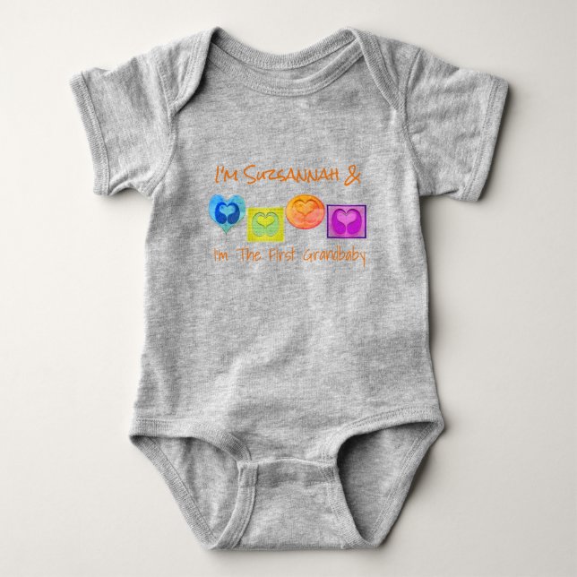 Cute Colourful Custom Multi Heart Blocks Baby Body Bodysuit (Front)