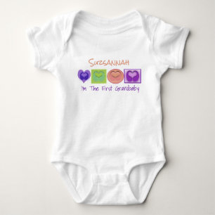 Cute Colourful Custom Multi Heart Blocks Baby Bodysuit