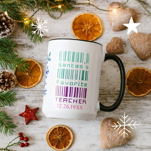 Cute Colourful Custom Name Christmas Teacher Gift Mug