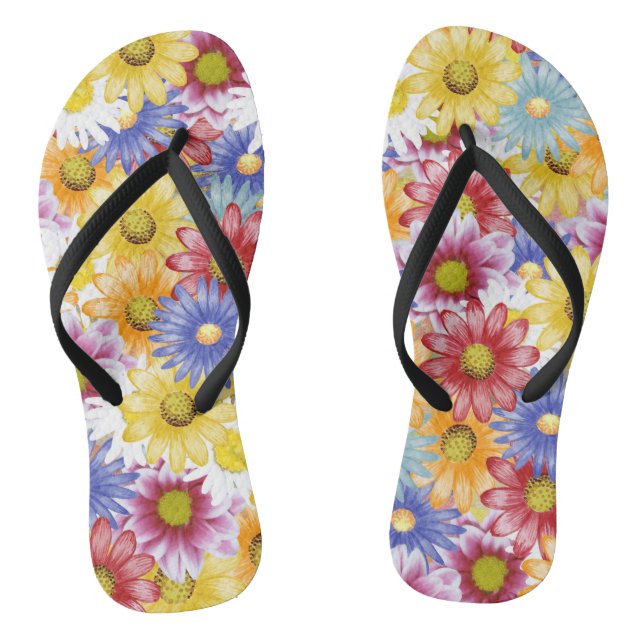  cute colourful daisies Flip Flops (Footbed)