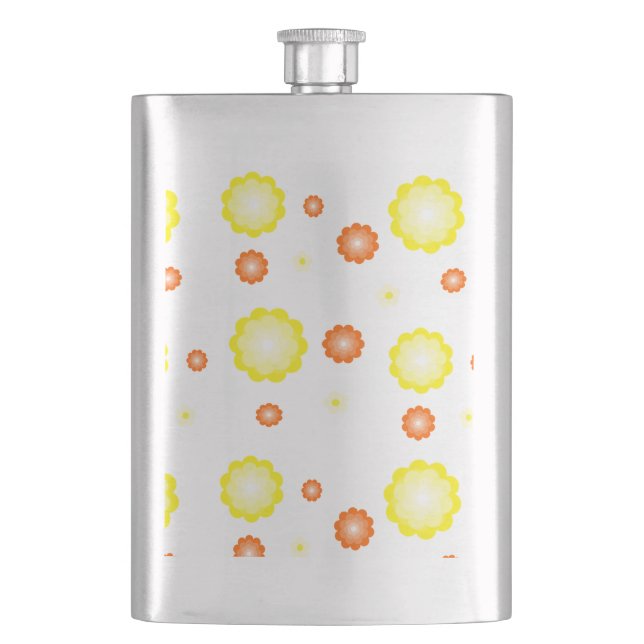 Cute colourful Daisy flower pattern Hip Flask (Front)