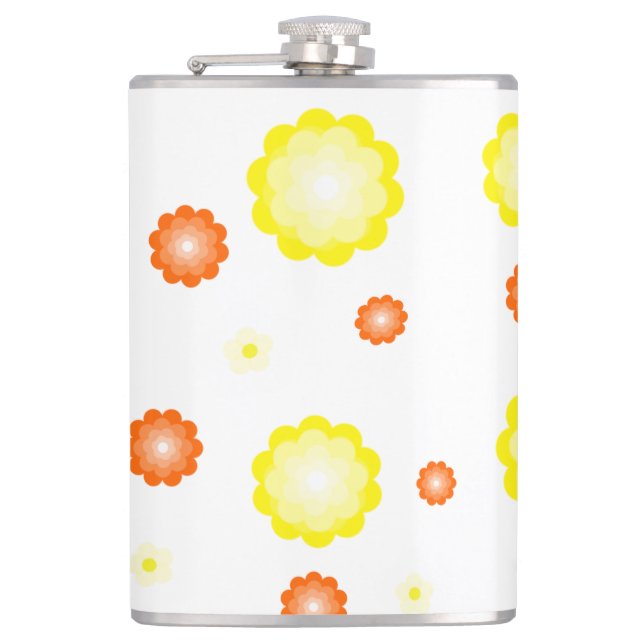 Cute colourful Daisy flower pattern Hip Flask (Front)